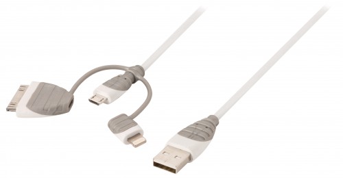 3-in-1 Data en Oplaadkabel USB A Male - Micro-B Male 1.00 m Wit - bbm39410w10