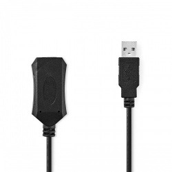 Actieve USB-Kabel | USB 2.0 | USB-A Male | USB-A Female | 480 Mbps | 5.00 m | Rond | Vernikkeld | PVC | Koper | Label - ccgl60extbk50