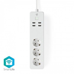 SmartLife Stekkerdoos | Wi-Fi | 3x Randaarde stekker (CEE 7/3) / 4 x USB | 16 A | 3680 W | 1.8 m | -10 - 40 °C | Android™ / IOS | Wit - wifip310fwt