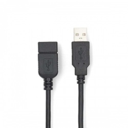USB-Kabel | USB 2.0 | USB-A Male | USB-A Female | 480 Mbps | Vernikkeld | 3.00 m | Rond | PVC | Zwart | Label - ccgl60010bk30