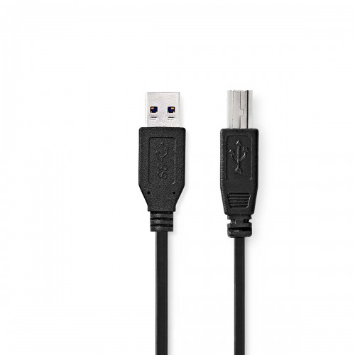 USB-Kabel | USB 3.2 Gen 1 | USB-A Male | USB-B Male | 5 Gbps | Vernikkeld | 2.00 m | Rond | PVC | Zwart | Label - ccgl61100bk20