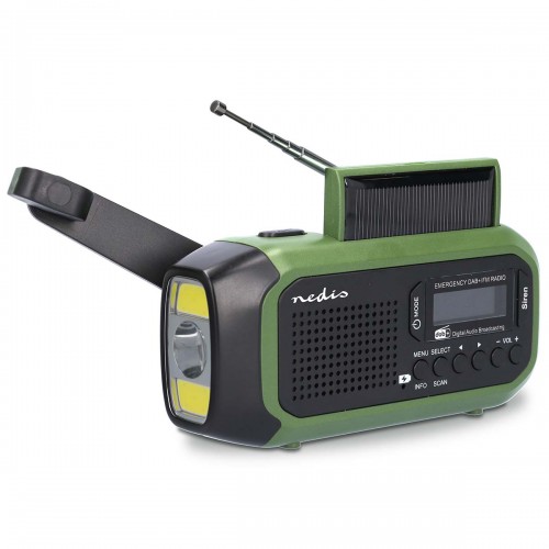Noodradio | Draagbaar Model | DAB+ / FM | Batterij Gevoed / Handslinger / Solar Powered / USB Gevoed | Wekker | Groen / Zwart - rddbcr2000gn