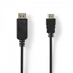 DisplayPort-Kabel | DisplayPort Male | HDMI™ Male | 4K@30Hz | Vernikkeld | 2.00 m | Rond | PVC | Zwart | Label - ccgt37100bk20