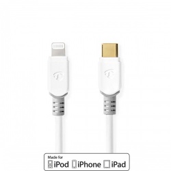Lightning Kabel | USB 2.0 | Apple Lightning 8-Pins | USB-C™ Male | 480 Mbps | Verguld | 3.00 m | Rond | PVC | Grijs / Wit | Window Box - ccbw39650wt30