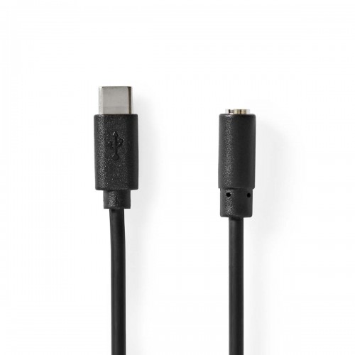 USB-C™ Adapter | USB 2.0 | USB-C™ Male | 3,5 mm Female | 1.00 m | Rond | Vernikkeld | PVC | Zwart | Label - ccgl65960bk10