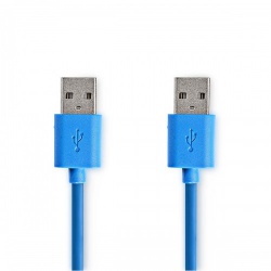 USB-Kabel | USB 3.2 Gen 1 | USB-A Male | USB-A Male | 5 Gbps | Vernikkeld | 1.00 m | Rond | PVC | Blauw | Polybag - ccgp61000bu10