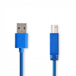 USB-Kabel | USB 3.2 Gen 1 | USB-A Male | USB-B Male | 5 Gbps | Vernikkeld | 2.00 m | Rond | PVC | Blauw | Envelop - ccgp61100bu20