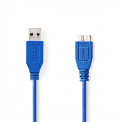USB-Kabel | USB 3.2 Gen 1 | USB-A Male | USB Micro-B Male | 5 Gbps | Vernikkeld | 5.00 m | Rond | PVC | Blauw | Polybag - ccgp61500bu50
