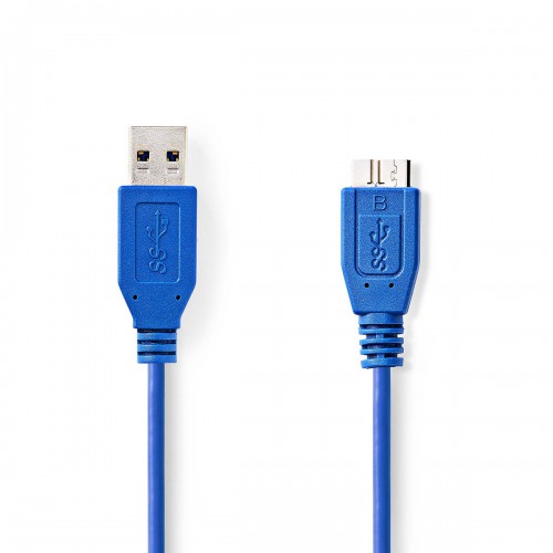 USB-Kabel | USB 3.2 Gen 1 | USB-A Male | USB Micro-B Male | 5 Gbps | Vernikkeld | 5.00 m | Rond | PVC | Blauw | Polybag - ccgp61500bu50