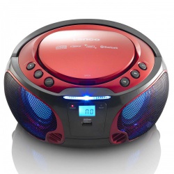 SCD-550RD Draagbare FM-radio CD/MP3/USB/Bluetooth-speler® met LED-verlichting Rood - scd-550rd