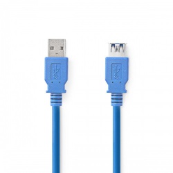 USB-Kabel | USB 3.2 Gen 1 | USB-A Male | USB-A Female | 5 Gbps | Vernikkeld | 3.00 m | Rond | PVC | Blauw | Envelop - ccgp61010bu30