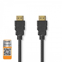 Premium High Speed ​​HDMI™-Kabel met Ethernet | HDMI™ Connector | HDMI™ Connector | 4K@60Hz | 18 Gbps | 1.00 m | Rond | PVC | Zwart | Label - cvgl34050bk10