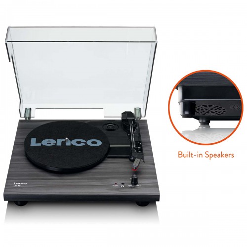 Houten platenspeler met ingebouwde speakers zwart - ls-10bk