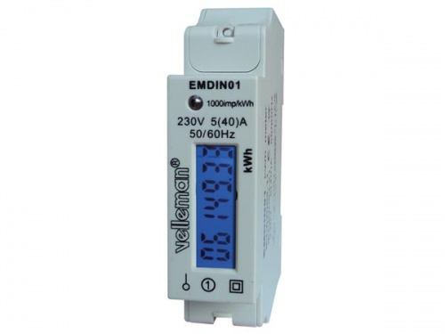 eenfasige kwh-meter voor din-rail montage - 1 module - emdin01