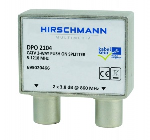 2-Weg CATV push-on antenne splitter, 4G proof - dpo 2104