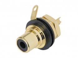 rean - phono chassisdeel (rca) - vergulde contacten - zwart - NYS367-0