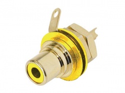 rean - phono chassisdeel (rca) - vergulde contacten - geel - NYS367-4